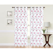 Tecido para cortina bordado de poliéster puro com padrão floral